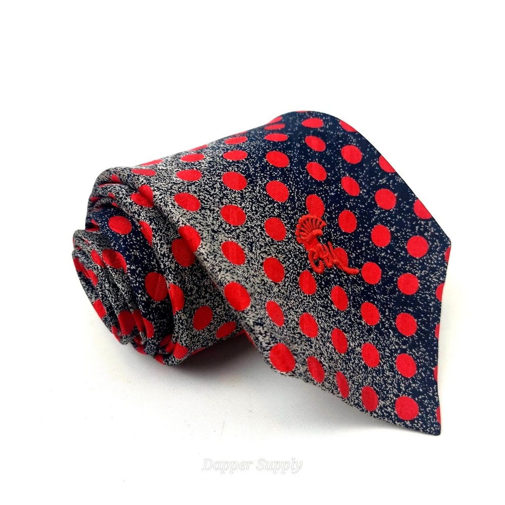 Countess Mara Neck Tie Blue‎ Grey Red Polka Dot
